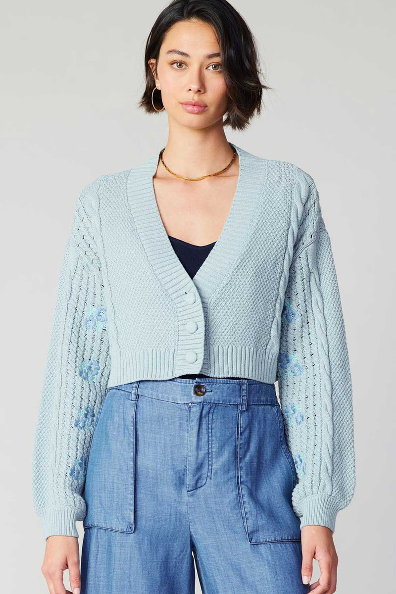 Dorothy Floral Embroidered Cropped Cardigan