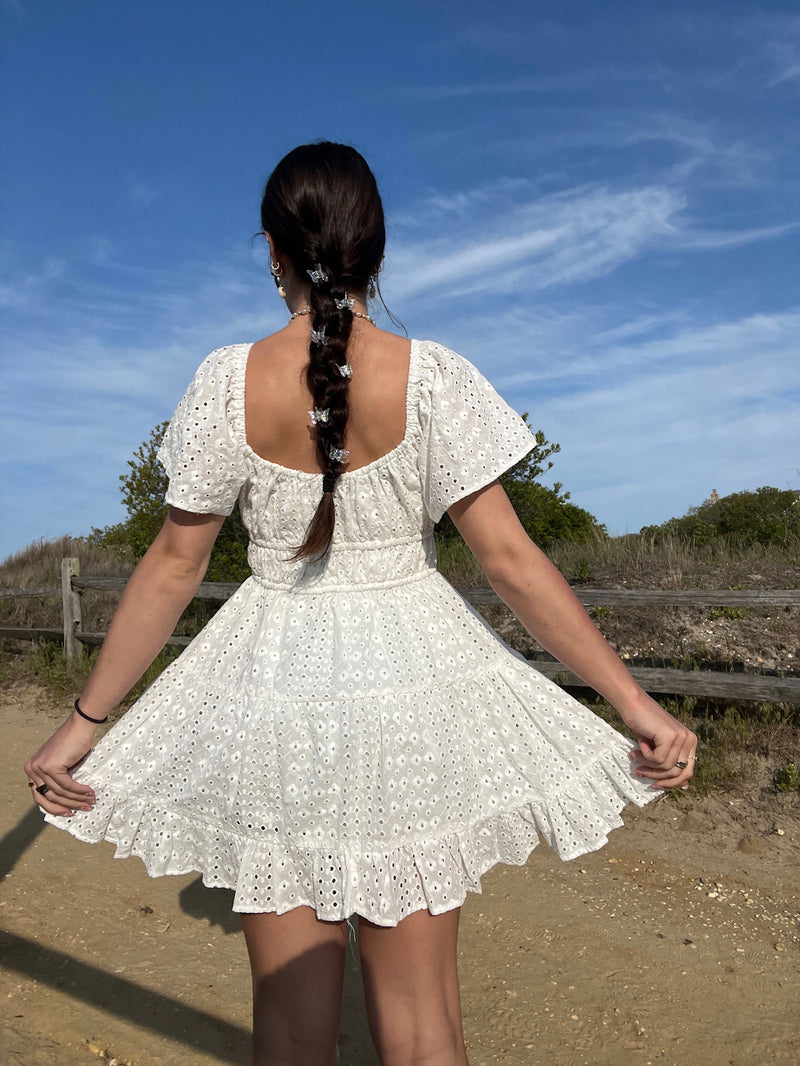 Milana Eyelet Mini Dress | Off White