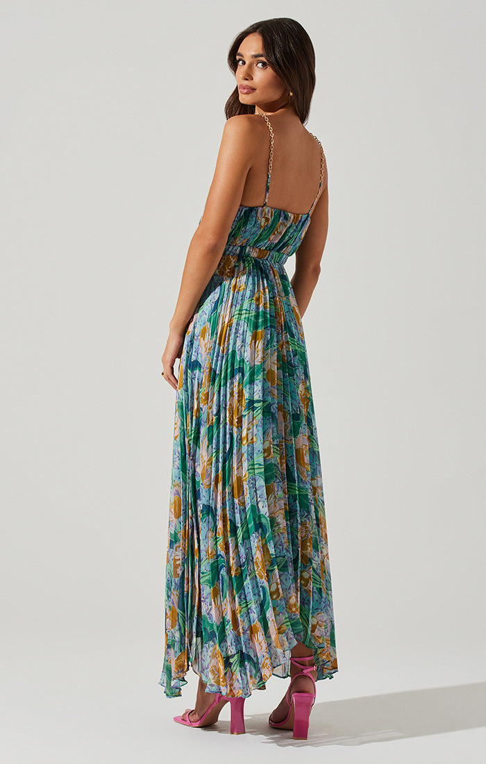 ASTR the Label | LORALEE PLEATED DRESS GREEN FLORAL FINAL SALE