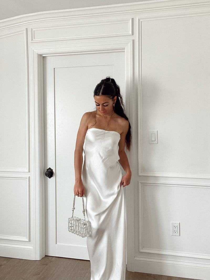 FINAL SALE WeWoreWhat | Strapless Silky Maxi Dress | White