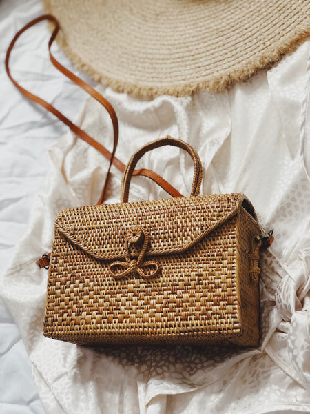 Squared Away Rattan Bag