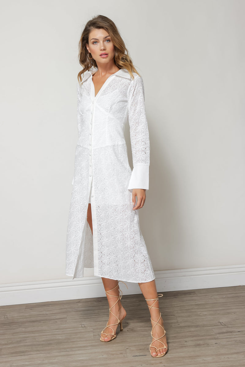 Line + Dot | Lydia Midi Dress | White