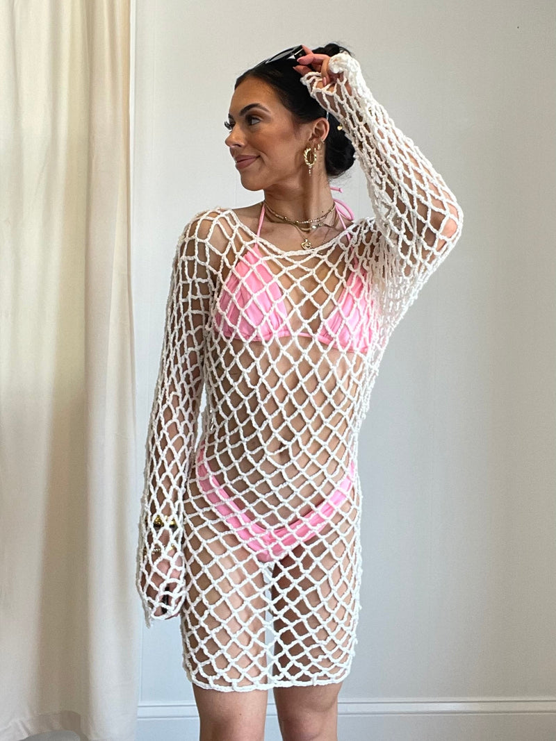 Cleo Crochet Mini Cover Up Dress