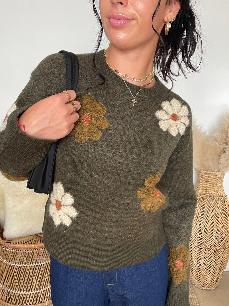 Current Air | Deanna Flower Motif Sweater