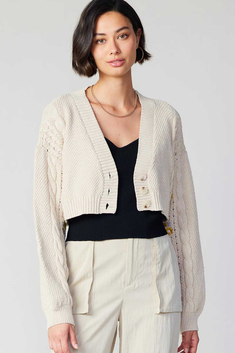 Dorothy Floral Embroidered Cropped Cardigan