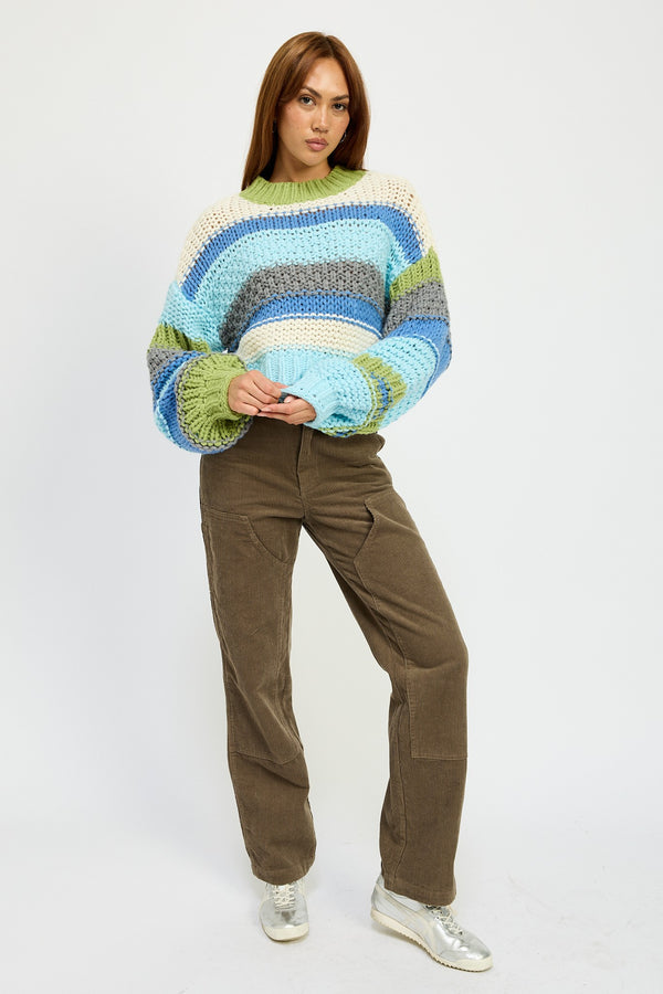 Avocado Multi Striped Sweater