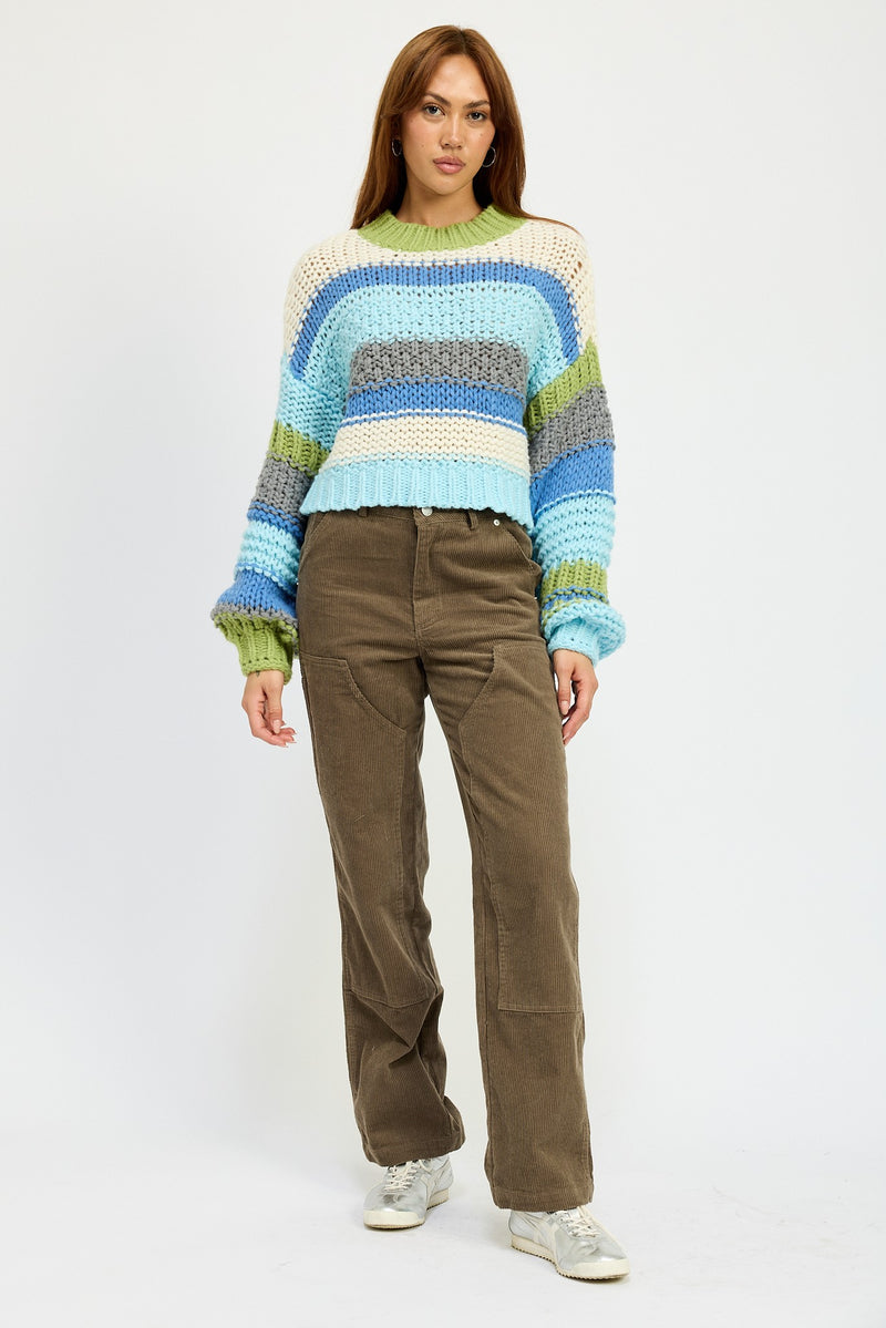 Avocado Multi Striped Sweater