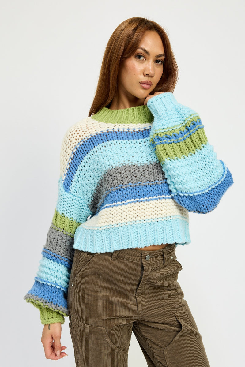 Avocado Multi Striped Sweater