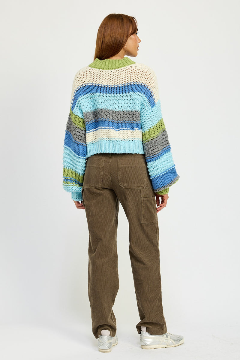 Avocado Multi Striped Sweater