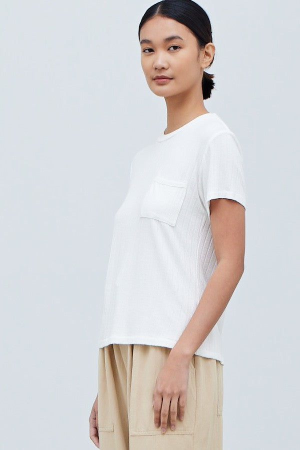 Beckie Ribbed Pocket T-Shirt | White