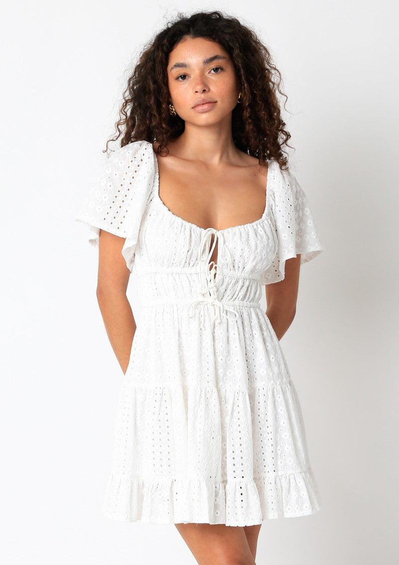 Milana Eyelet Mini Dress | Off White