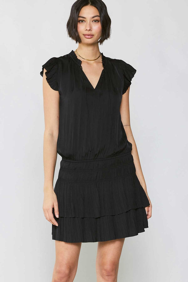 Zoey Pleated Mini Dress | Black