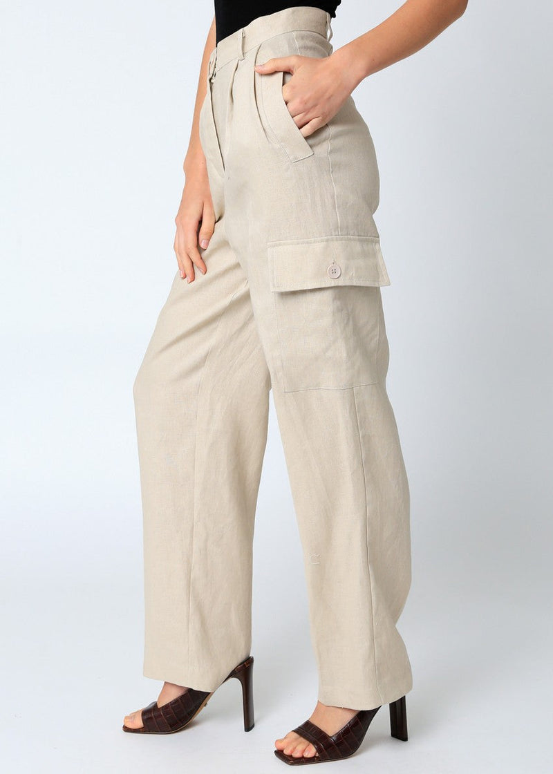 Arya Linen Cargo Pants | Natural