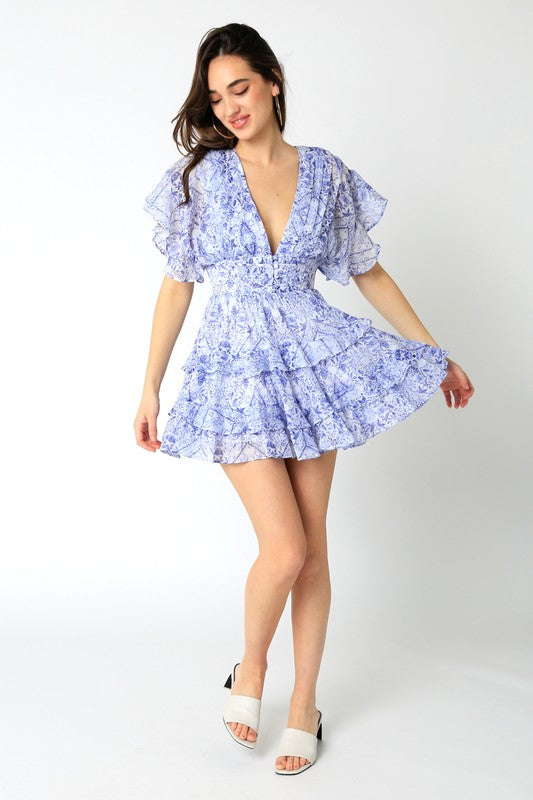 Charlene Floral Mini Dress | Blue
