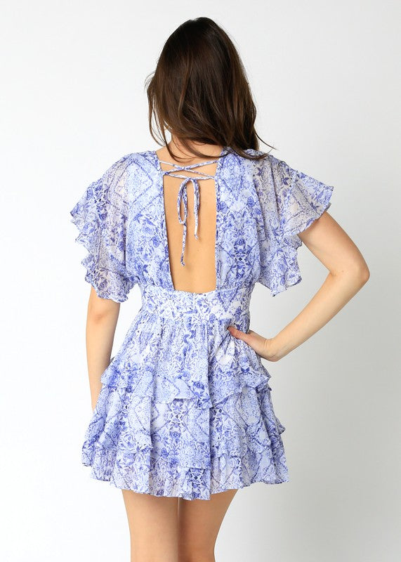 Charlene Floral Mini Dress | Blue