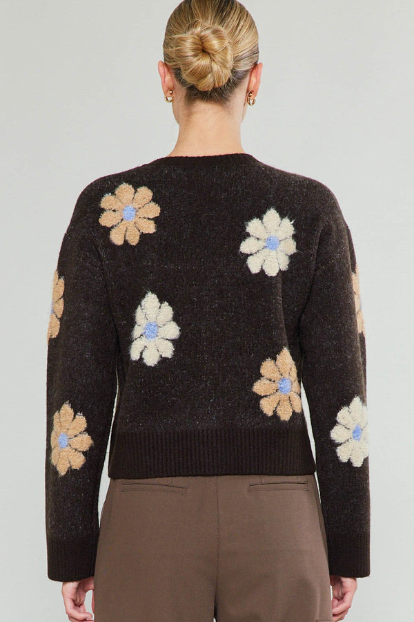 Sandra Flower Motif Sweater | Brown