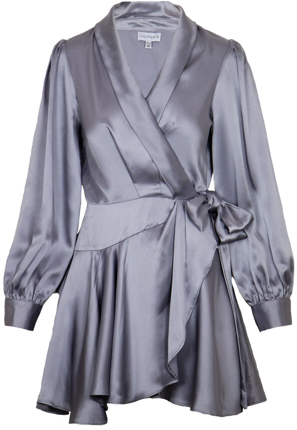 Adonia Wrap Mini Dress | Gray