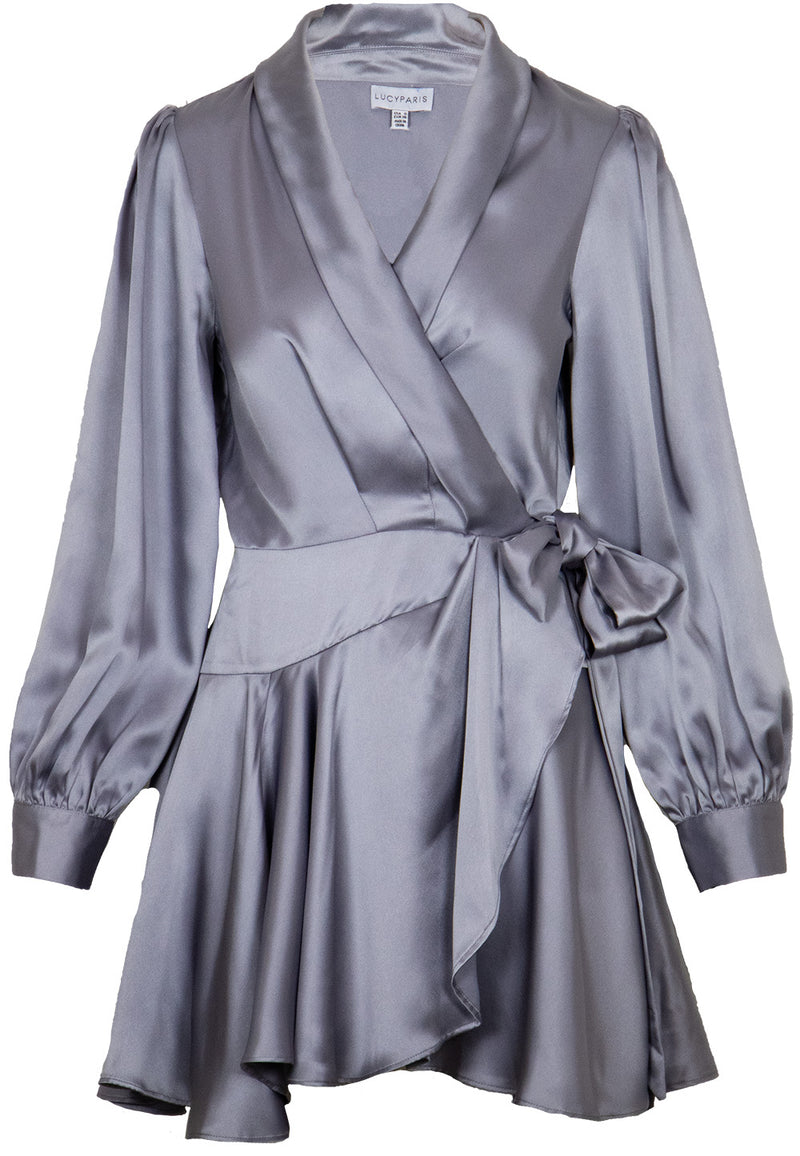 Adonia Wrap Mini Dress | Gray