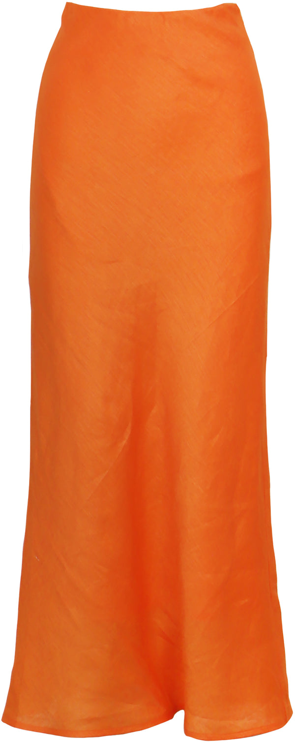 Wilma Linen Maxi Skirt | Orange