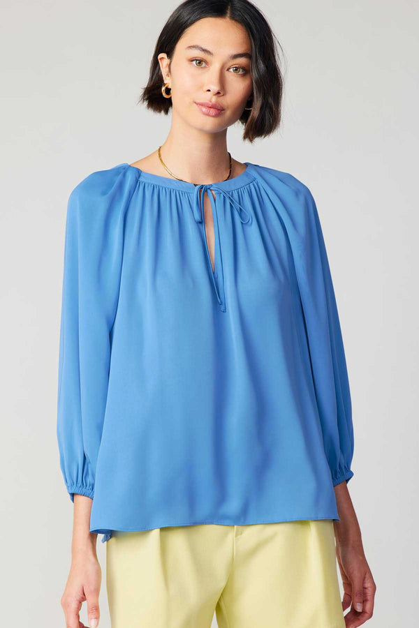 Cici Puff Sleeve Top | Azure Blue