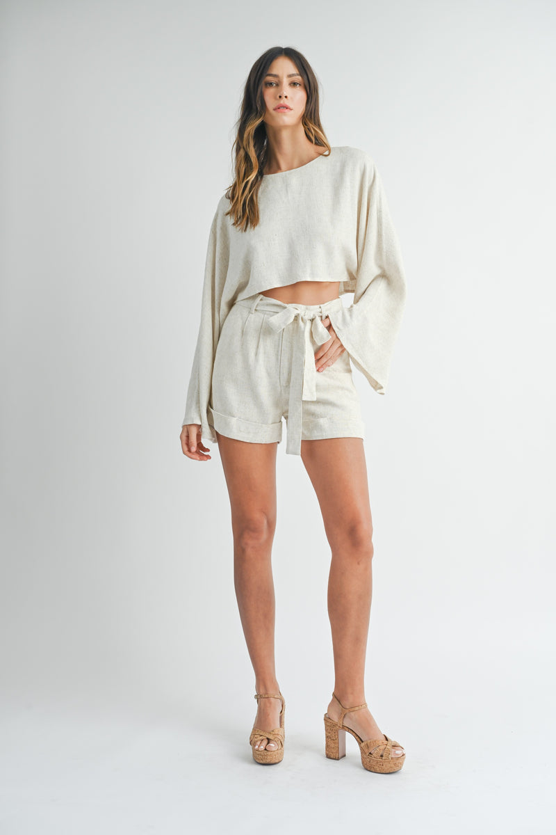 FINAL SALE Natalie Linen Shorts | Beige