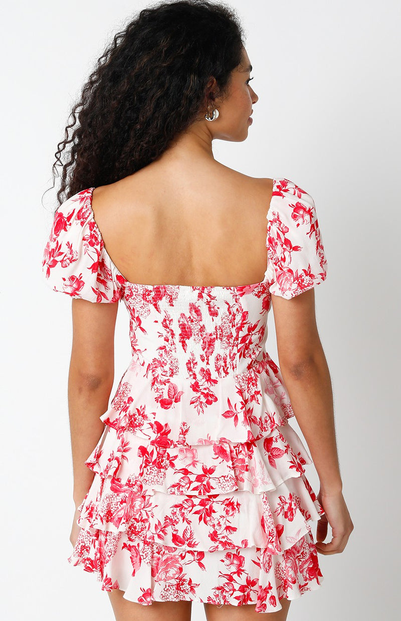 Atara Floral Mini Dress | Red