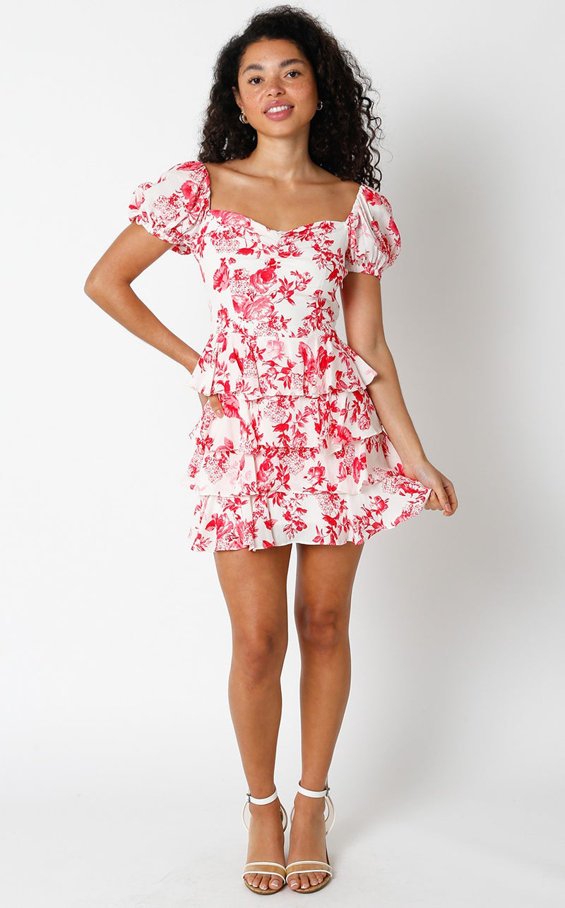 Atara Floral Mini Dress | Red