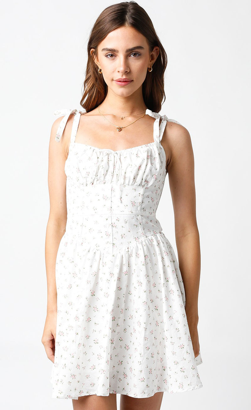 Talulla Ditsy Floral Mini Dress | White & Pink