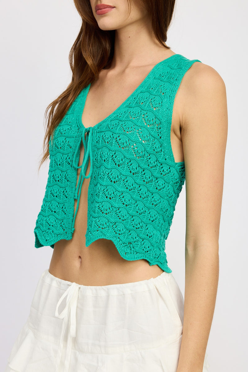Candace Crochet Butterfly Tank Top | Green