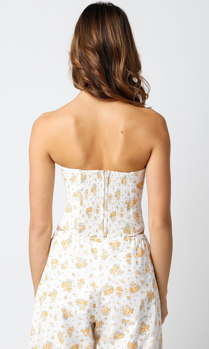 FINAL SALE Marigold Floral Strapless Top