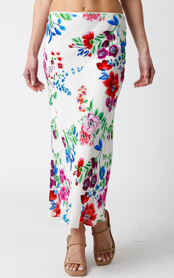 Brenda Floral Lace Midi Skirt