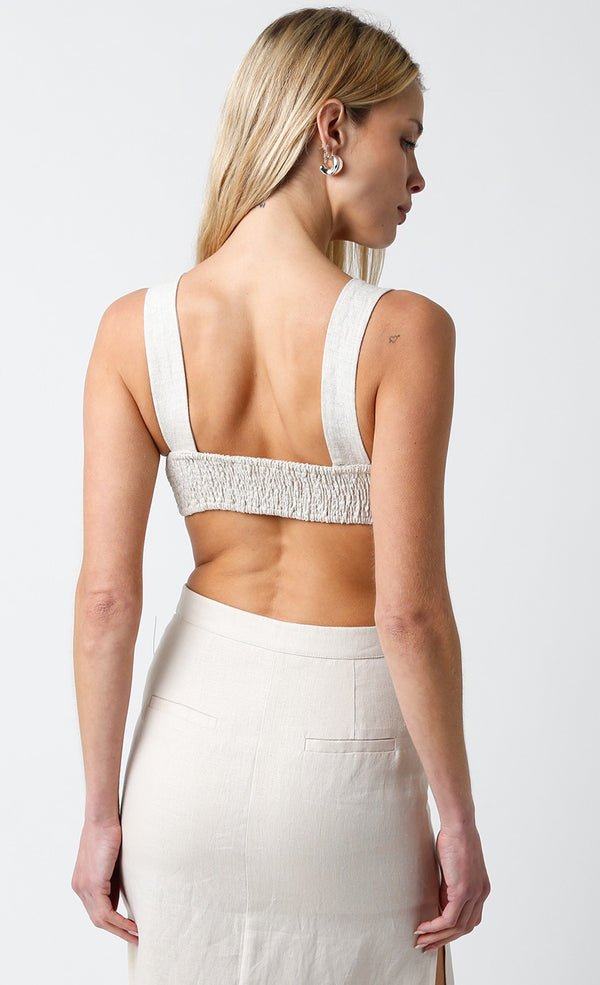 FINAL SALE Anna Linen Bra Top | Natural