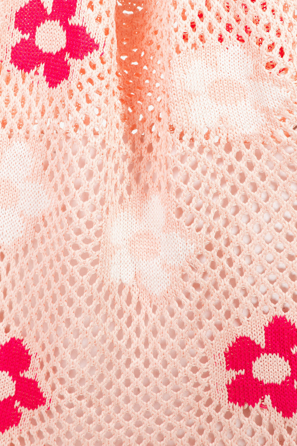Flower Crochet Tote Bag | Pink