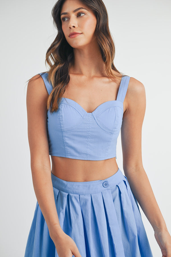 Portia Bustier Crop Top | French Blue