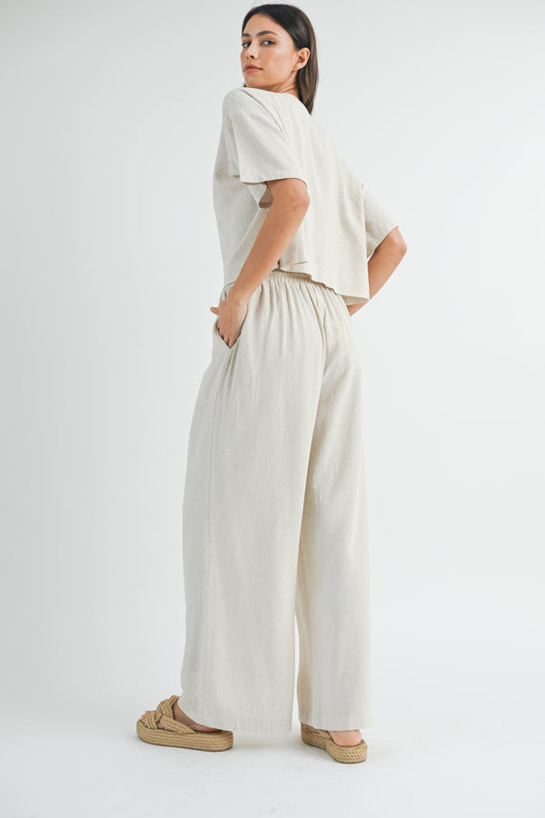 Madelyn Linen Wide Leg Pants | Beige