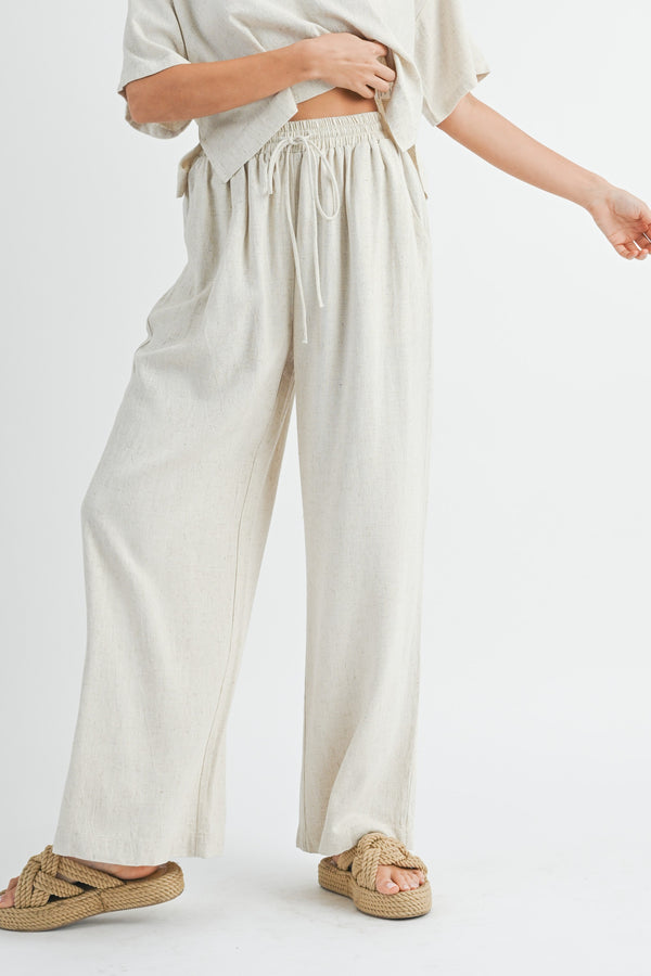 Madelyn Linen Wide Leg Pants | Beige