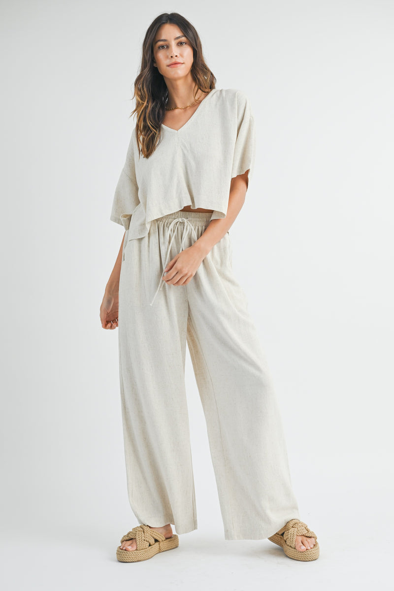 FINAL SALE Madelyn Linen Wide Leg Pants | Beige