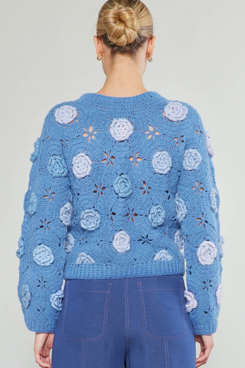 Current Air Valerie Flower Sweater | Blue