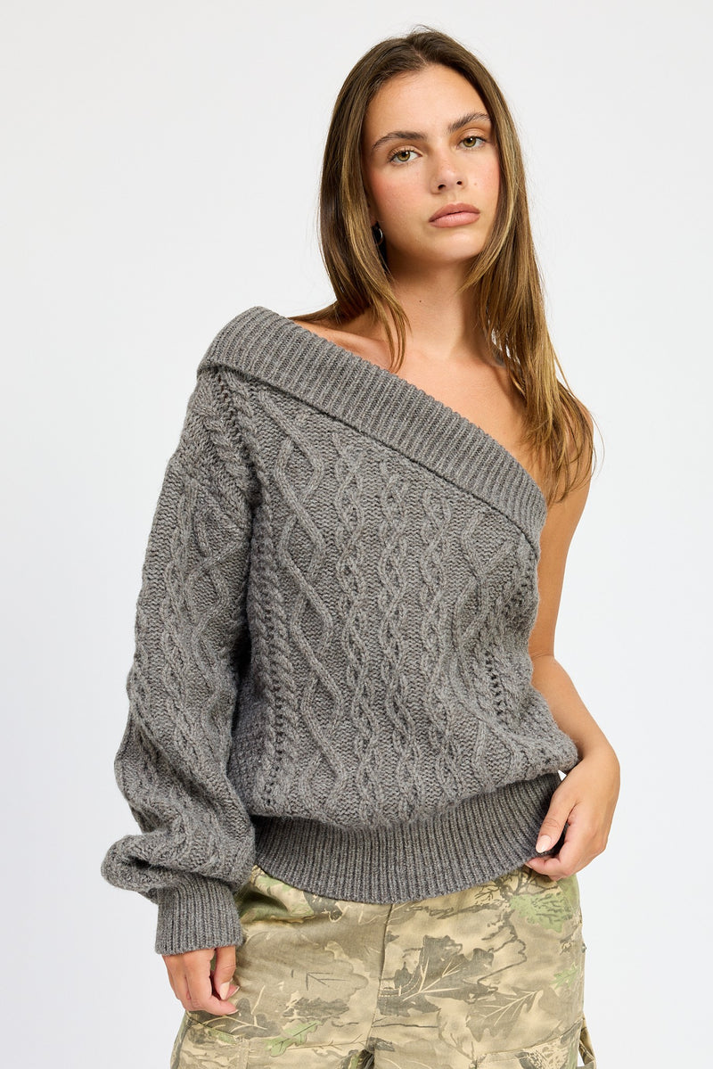 Paris One Shoulder Sweater | Gray