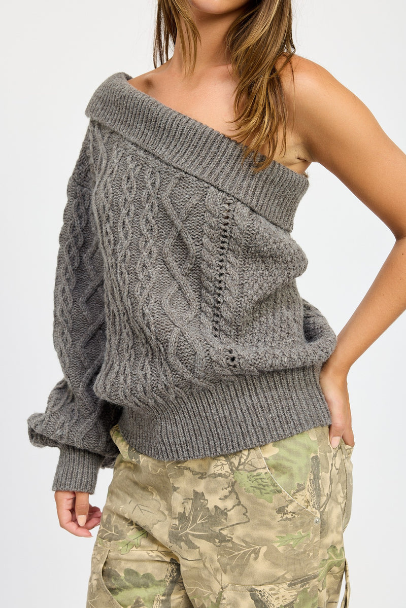 Paris One Shoulder Sweater | Gray