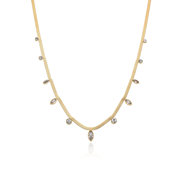 Valerie Teardrop Herringbone Necklace | Gold