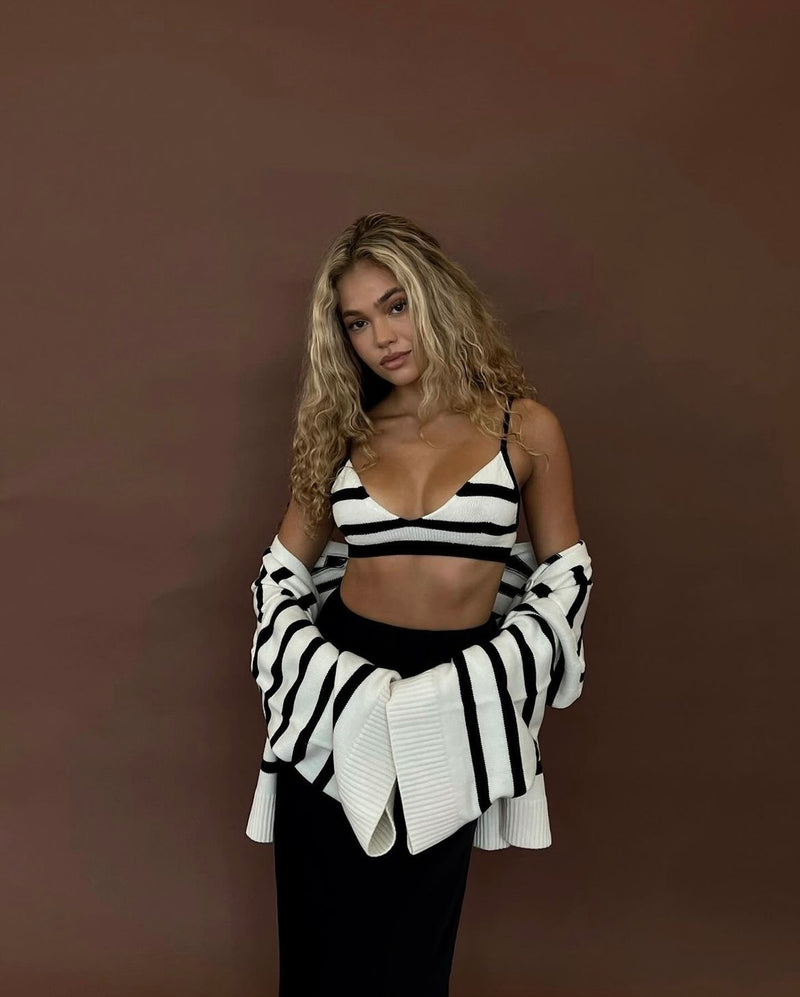 WeWoreWhat | Sweater Bra Top | Striped Ivory & Black