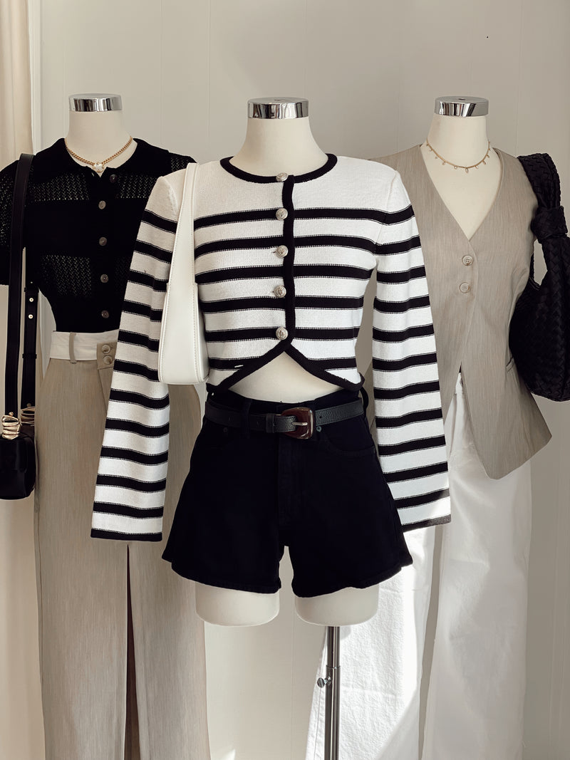 Sailor Babe Striped Cardigan | Black & White