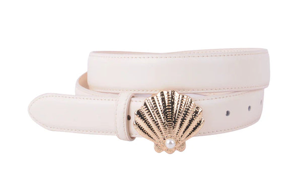 Meryl Leather Seashell Belt | Bone