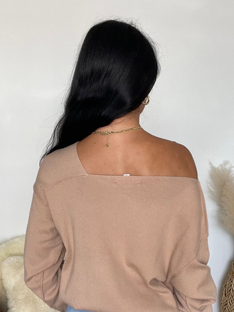 Line + Dot | Favorite Off Shoulder Sweater | Taupe