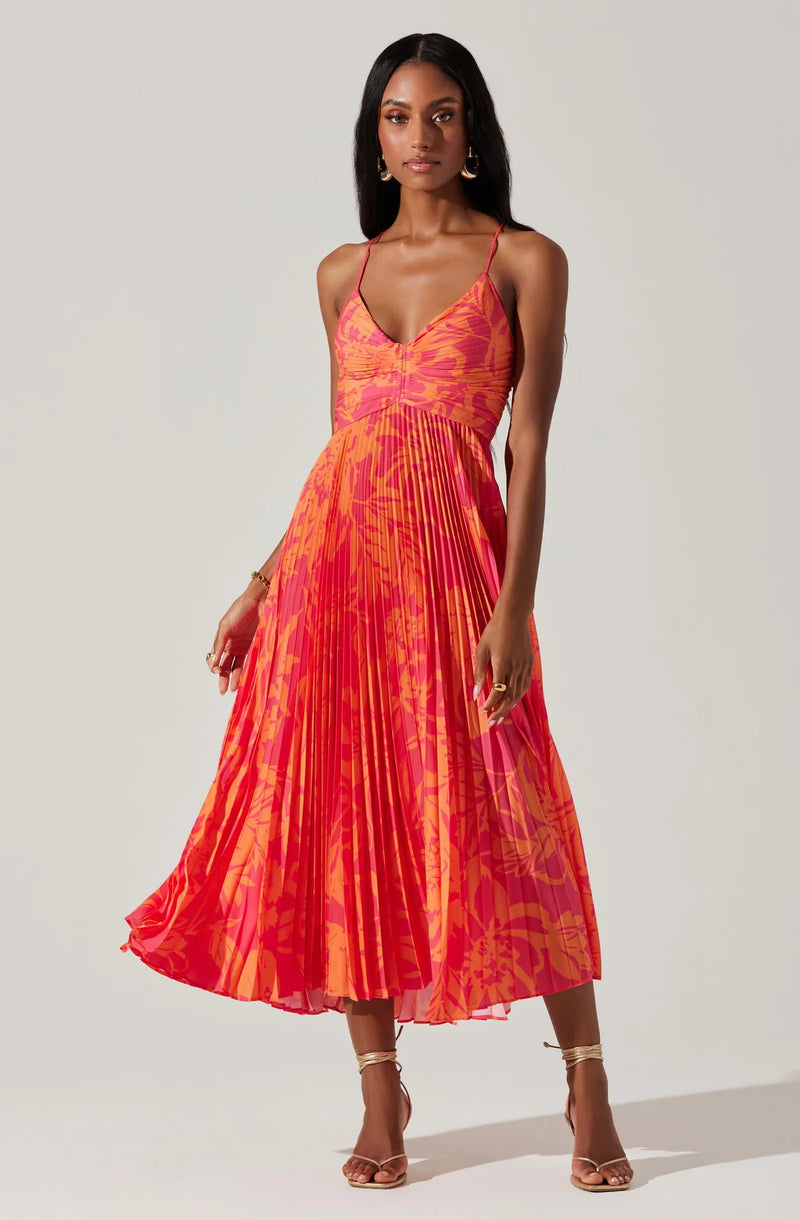 ASTR the Label | Blythe Dress Fuchsia Orange Print