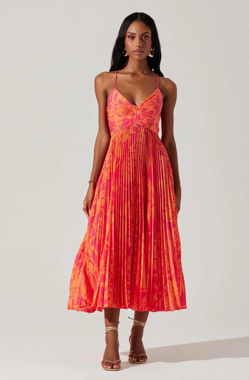 ASTR the Label | Blythe Dress Fuchsia Orange Print