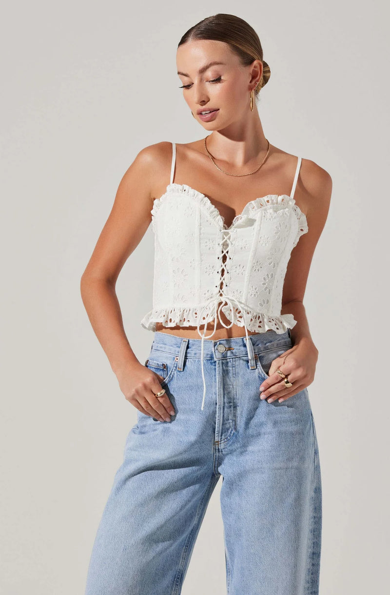 ASTR the Label | Dreama Lace Sleveless Top | White