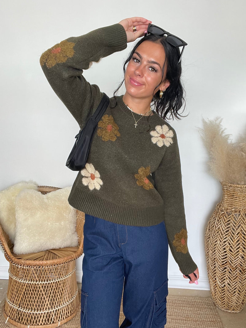 Current Air | Deanna Flower Motif Sweater FINAL SALE