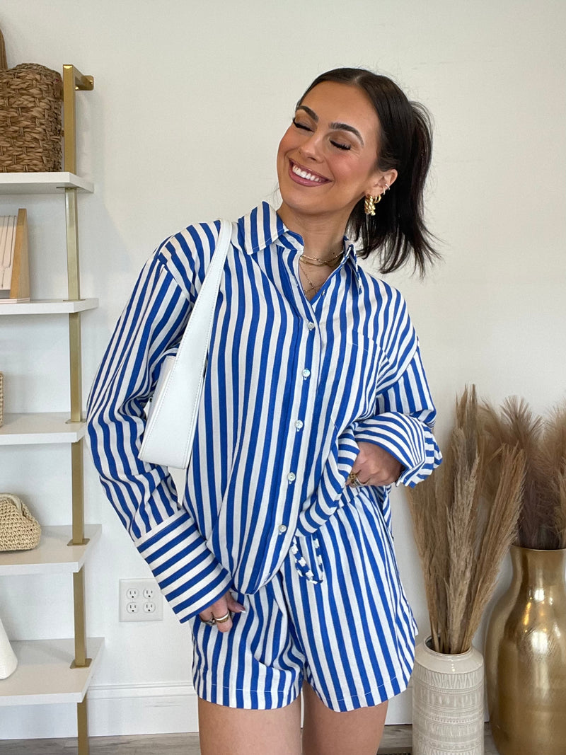 Sunday Morning Striped Button Down Shirt | Blue